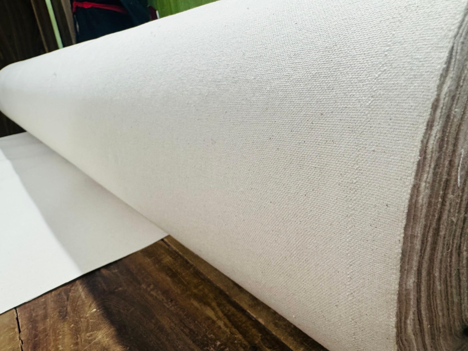 Unbleached natural cotton fabric in its pure form for organic bag production
