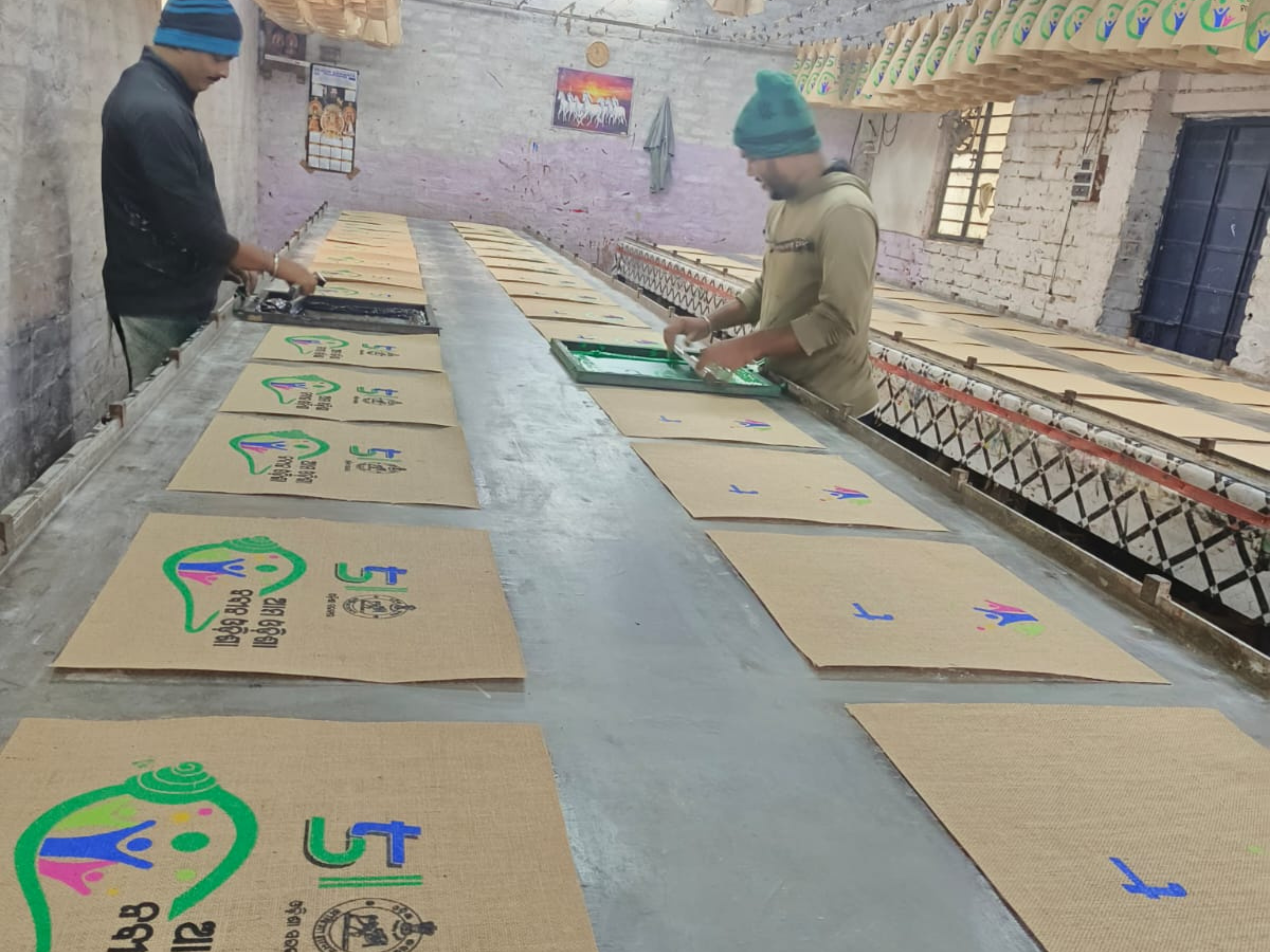 Custom printing process for branded eco-friendly bags with logos and designs