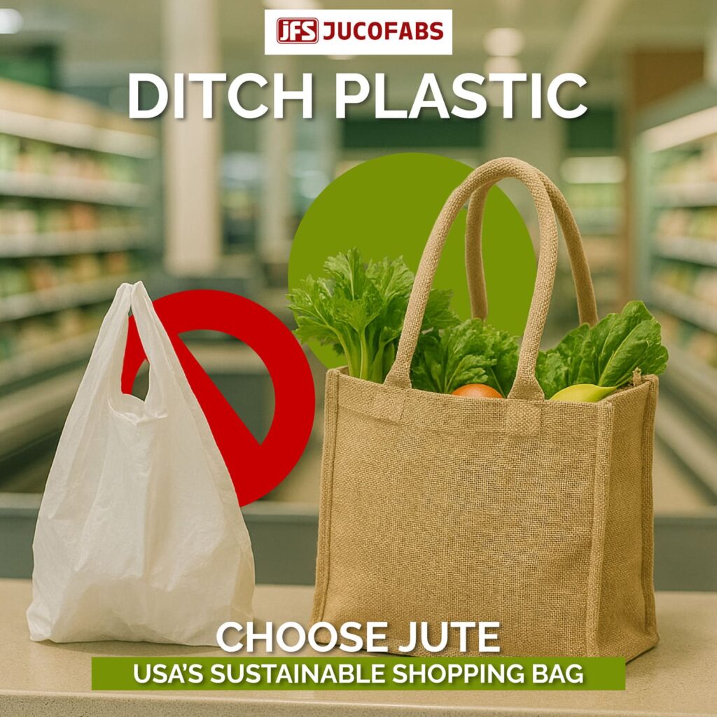 Jute bag replacing plastic bag in American shopping